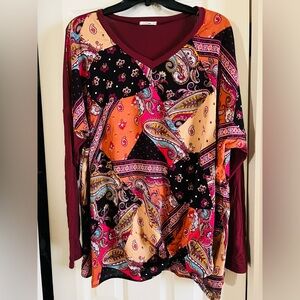 Vibrant Paisley V-Neck Blouse BNWOT